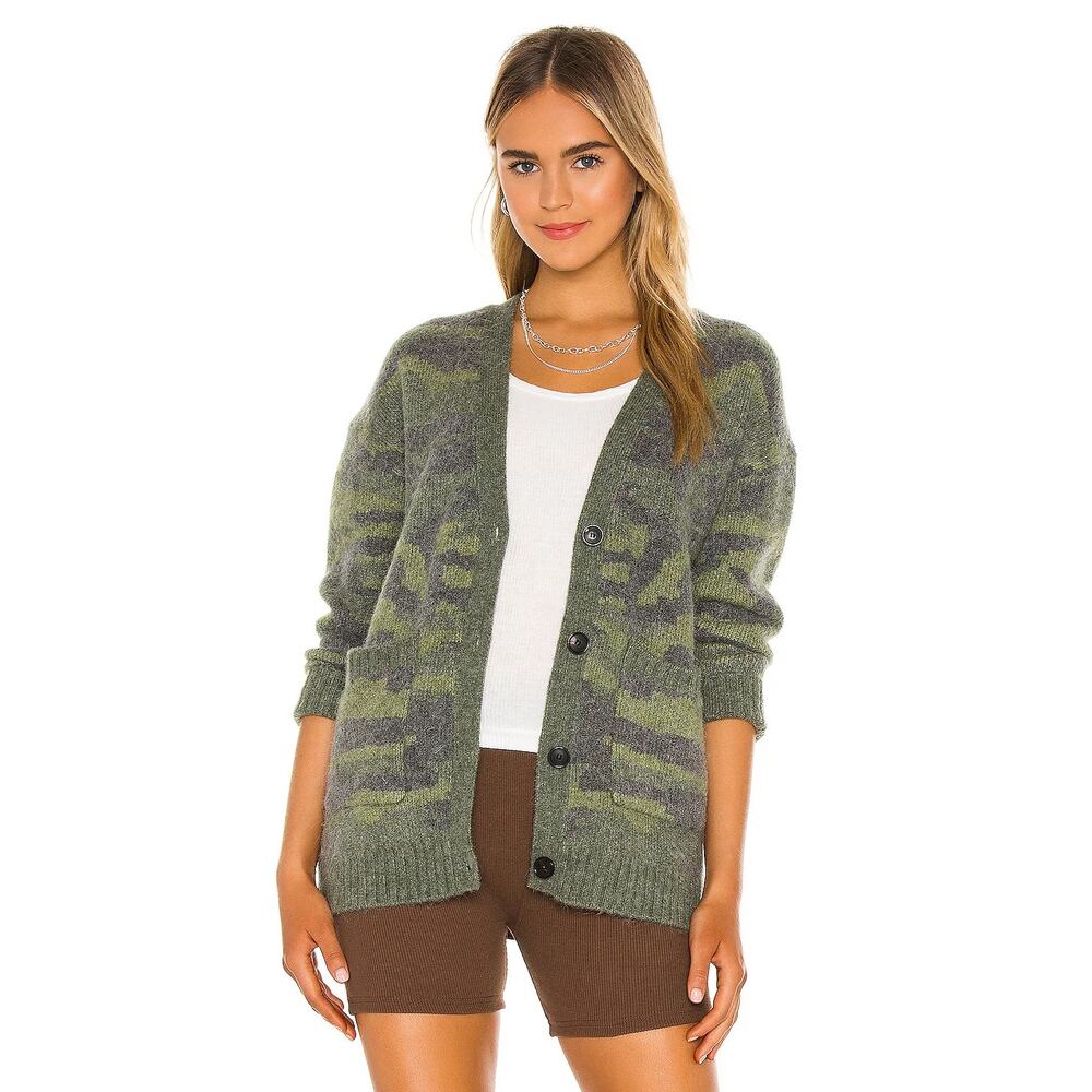 RAILS RUNI CARDIGAN IN GREEN CAMO SZ XS